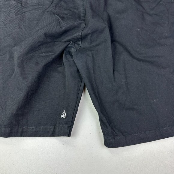 Volcom Men's Chino Khaki Shorts Size 40 Black Flat Front Embroidered Logo Casual - Picture 3 of 8
